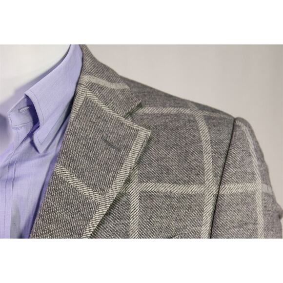 Richard James Gray/White Windowpane 3-Btn Wool Overcoat Coat 38R - Picture 4 of 11